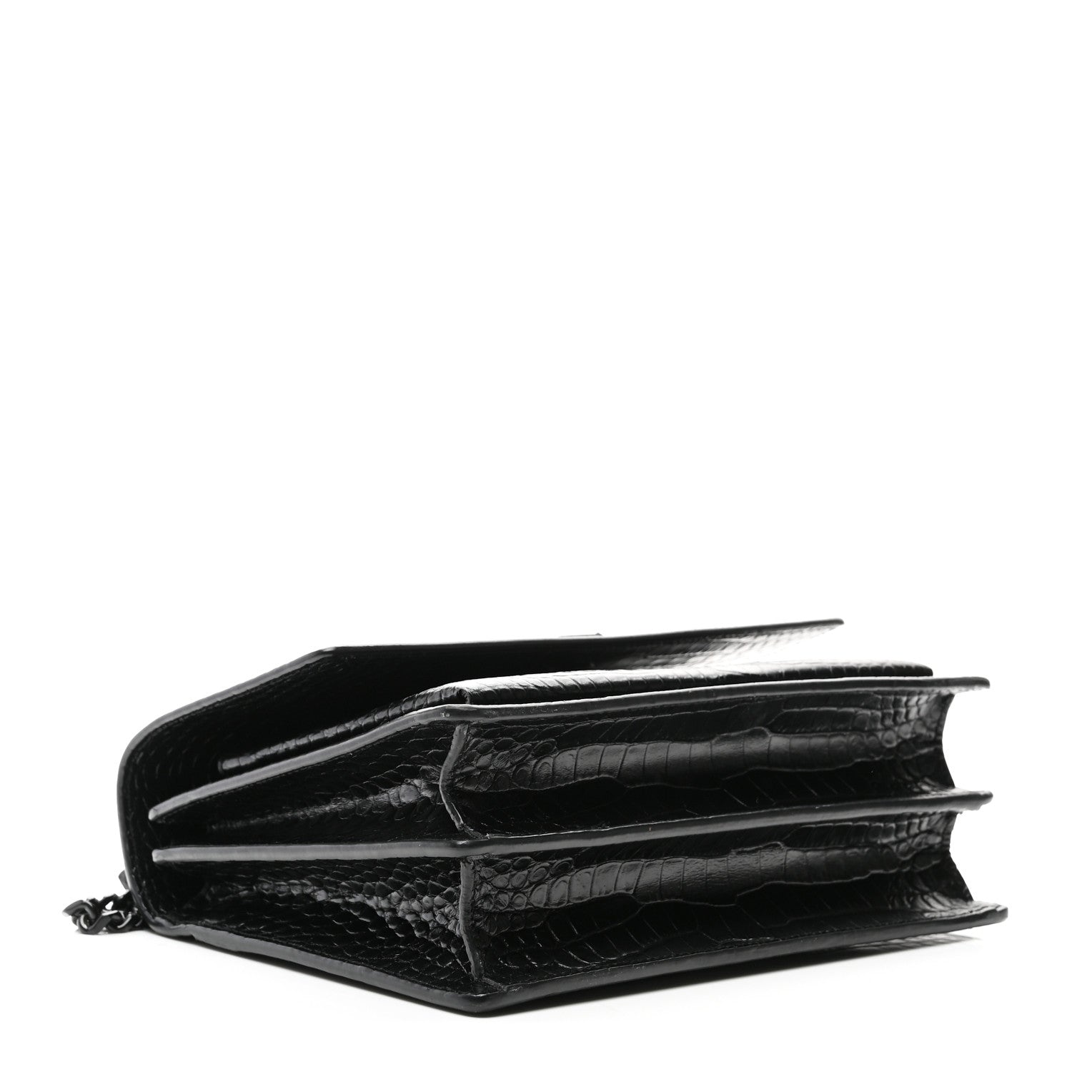 Calfskin Crocodile Embossed Medium Monochrome Monogram Sunset Black