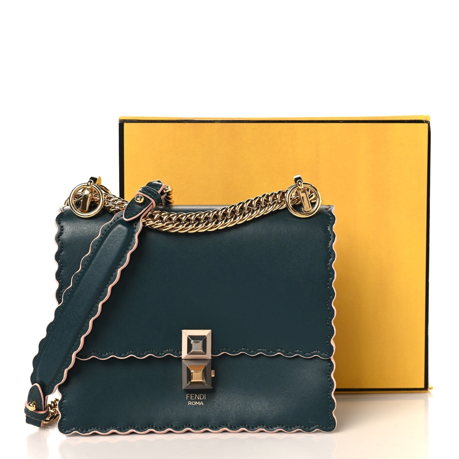 Vitello Liberty Scalloped Studded Small Kan I Shoulder Bag Amazzonia
