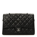 Lambskin Quilted Clutch With Chain Flap Black