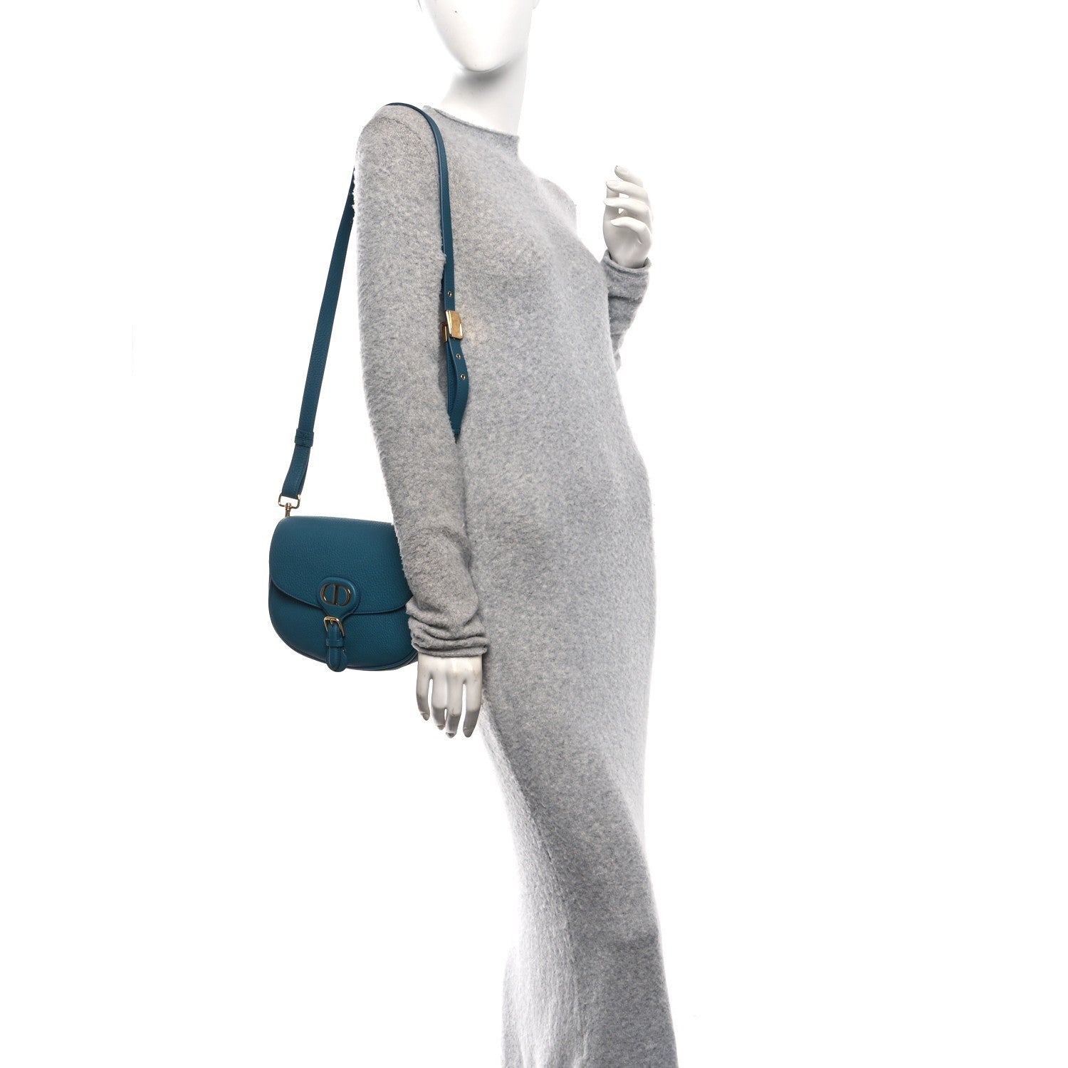 Grained Calfskin Medium Bobby Flap Steel Blue