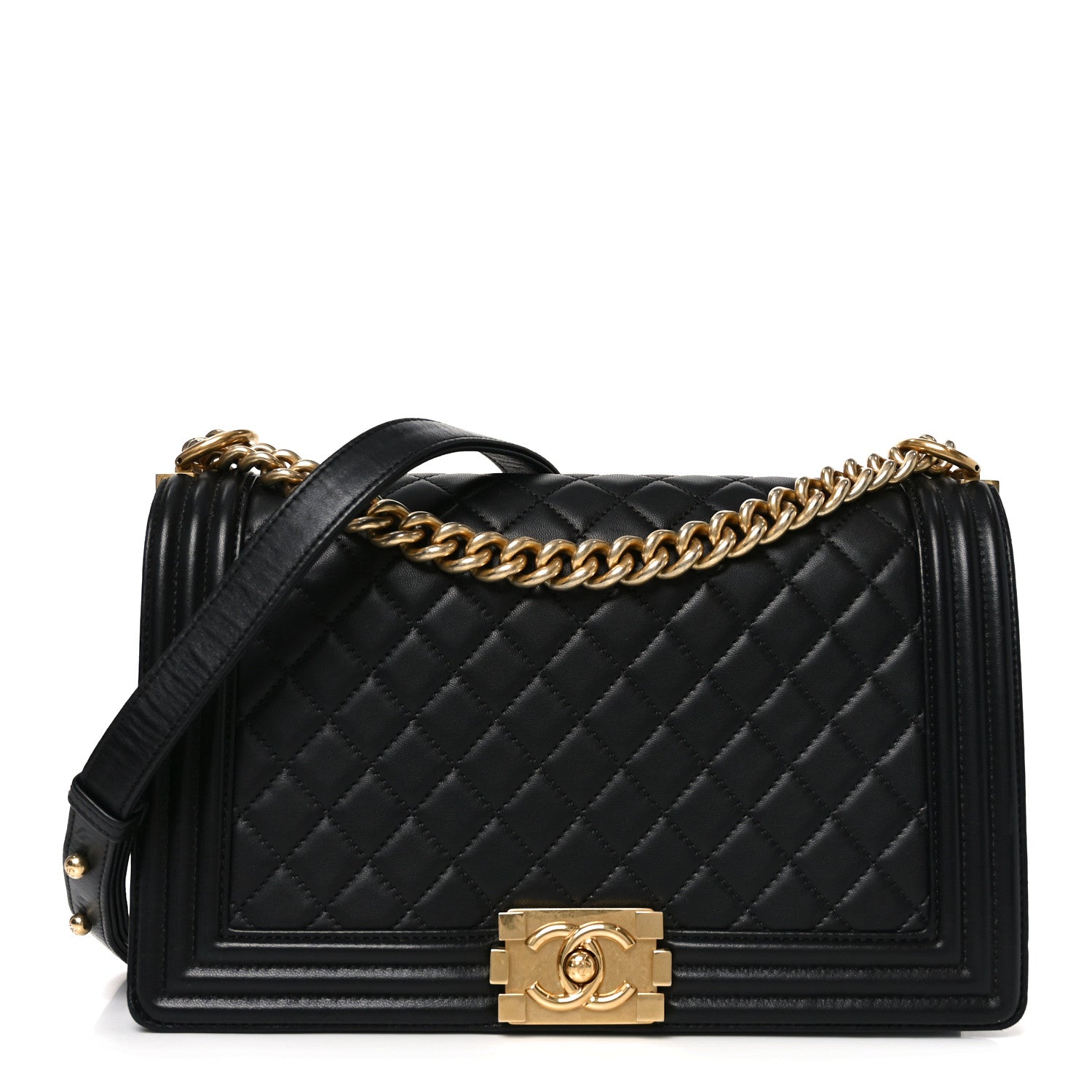 Lambskin Quilted New Medium Boy Flap Black