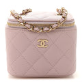 Caviar Quilted Mini Vanity Case With Chain Light Pink