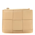 Nappa Maxi Intrecciato Small Bi-Fold Zip Wallet Porridge