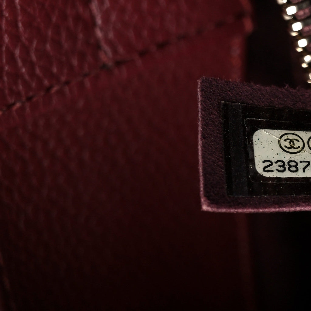 Grained Calfskin Small Neo Executive Shopper Tote Burgundy