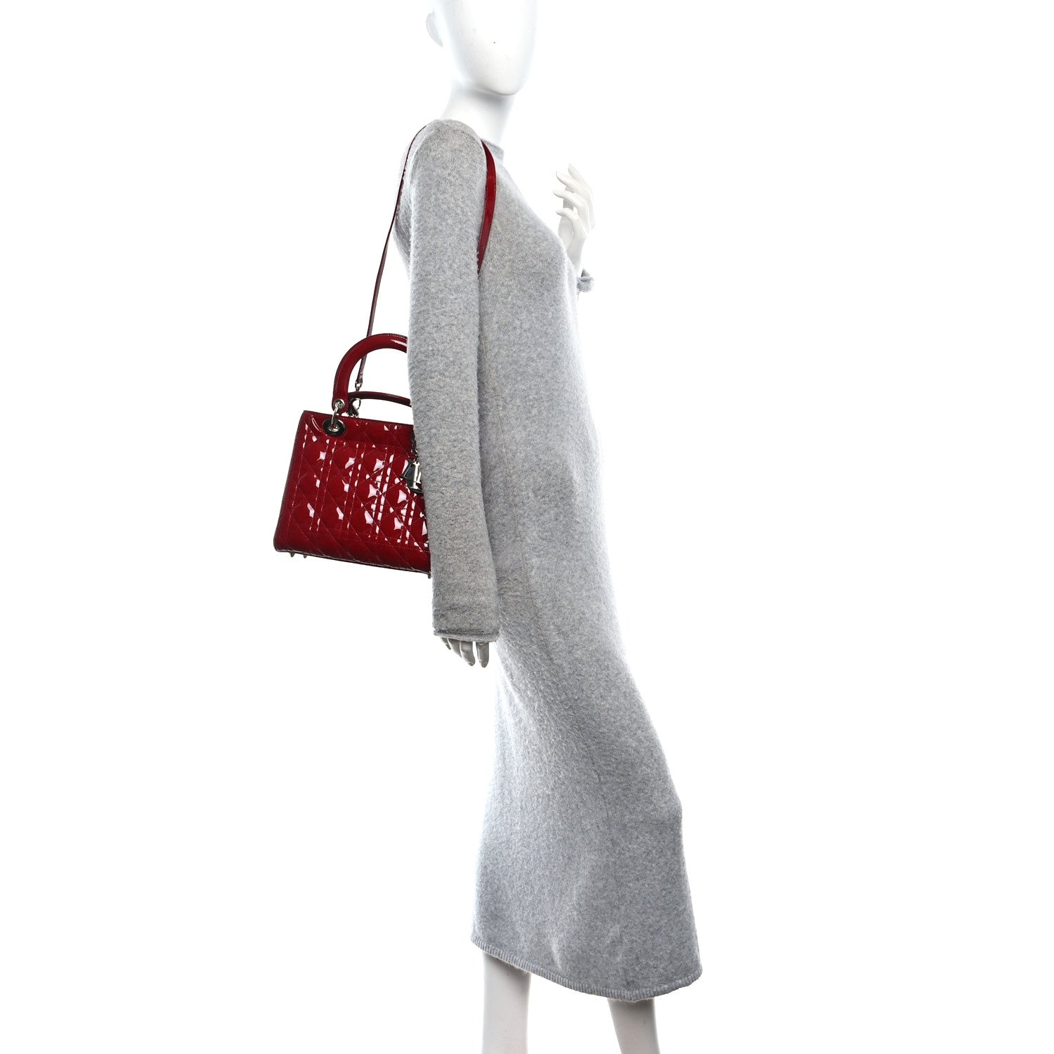 Patent Cannage Medium Lady Dior Red