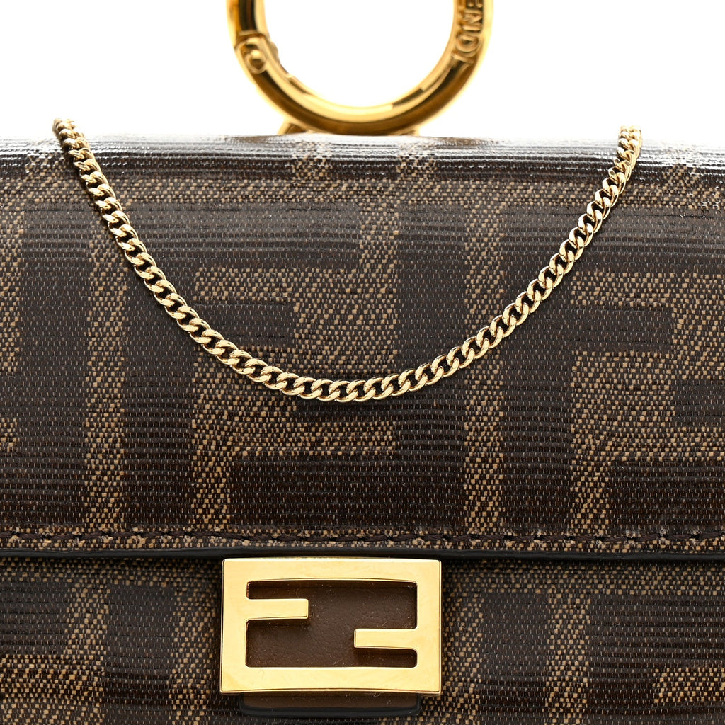 Glazed Fabric FF 1974 Nano Baguette Charm Mogano Panna
