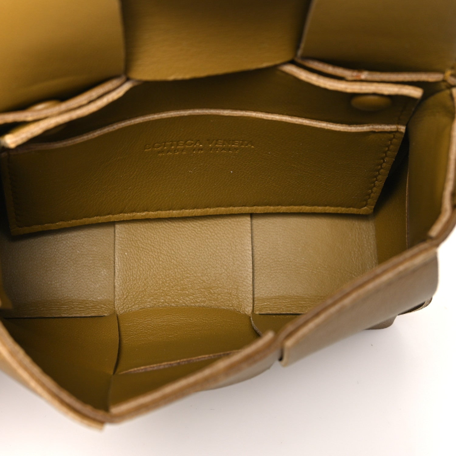 Lambskin Maxi Intrecciato Extra Mini Cassette Crossbody Bag Ochre