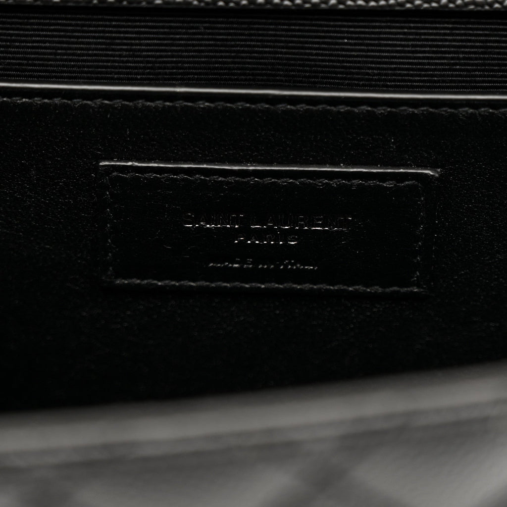 Grain De Poudre Textured Mixed Matelasse Triquilt Medium Monogram Monochrome Satchel Black