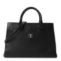 Grained Calfskin Medium Neo Executive Shopper Tote Black
