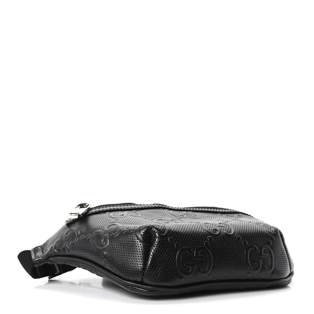 Calfskin GG Tennis Embossed Belt Bag Black