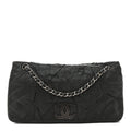 Iridescent Calfskin Glint Accordion Flap Black