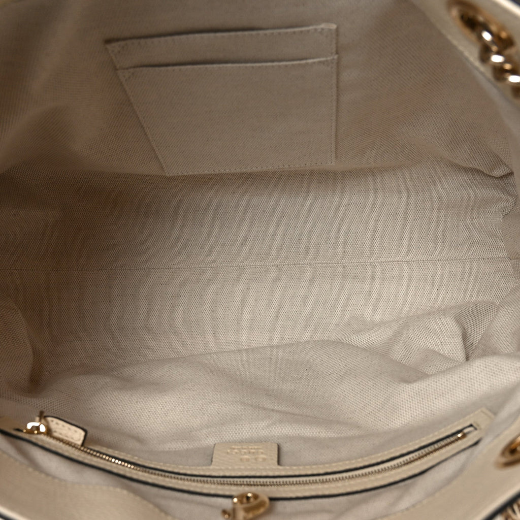 Pebbled Calfskin Medium Soho Chain Shoulder Bag Off White