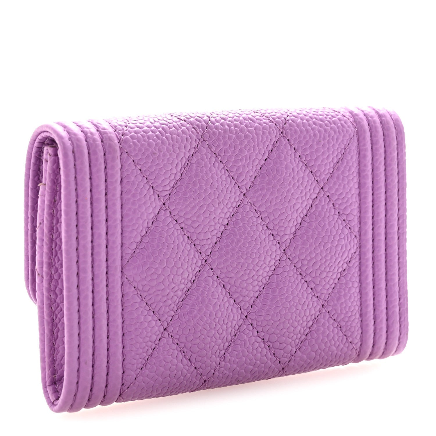 Caviar Quilted Boy Flap  Holder Purple