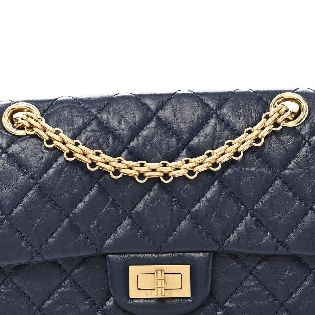 Aged Calfskin Quilted 2.55 Reissue Mini Flap Navy