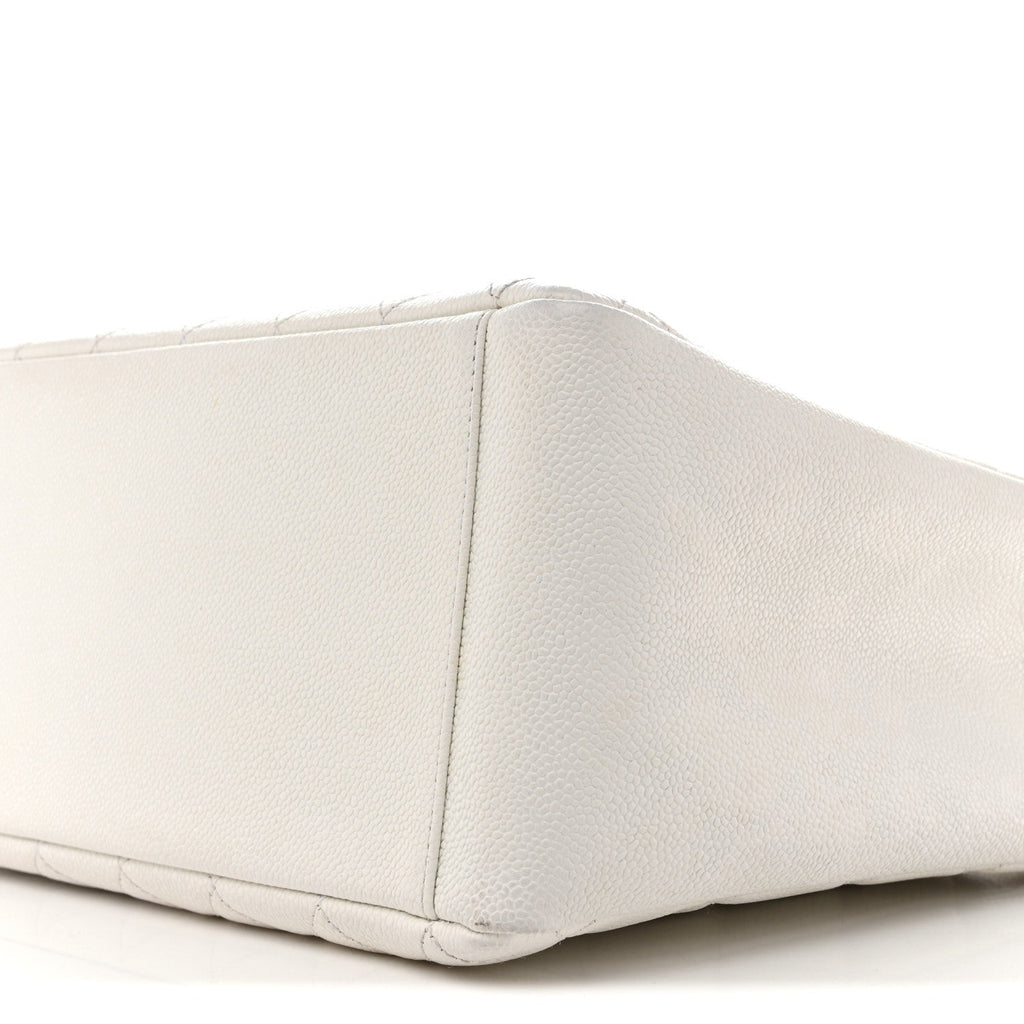 Caviar Quilted Grand Shopping Tote GST White