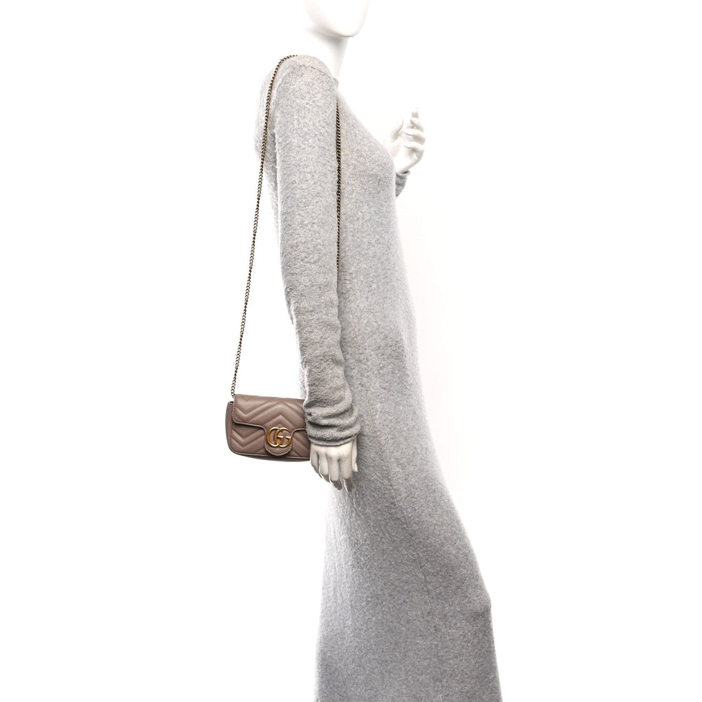 Calfskin Matelasse Super Mini GG Marmont Shoulder Bag Porcelain Rose
