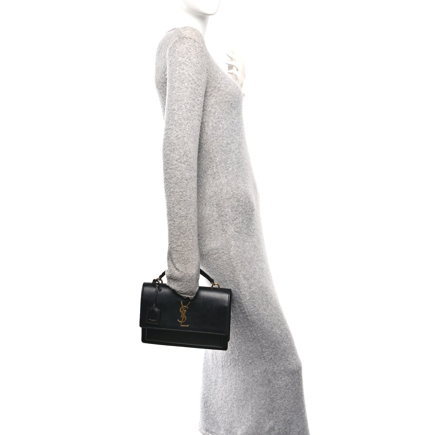 Smooth Calfskin Medium Monogram Sunset Satchel Black