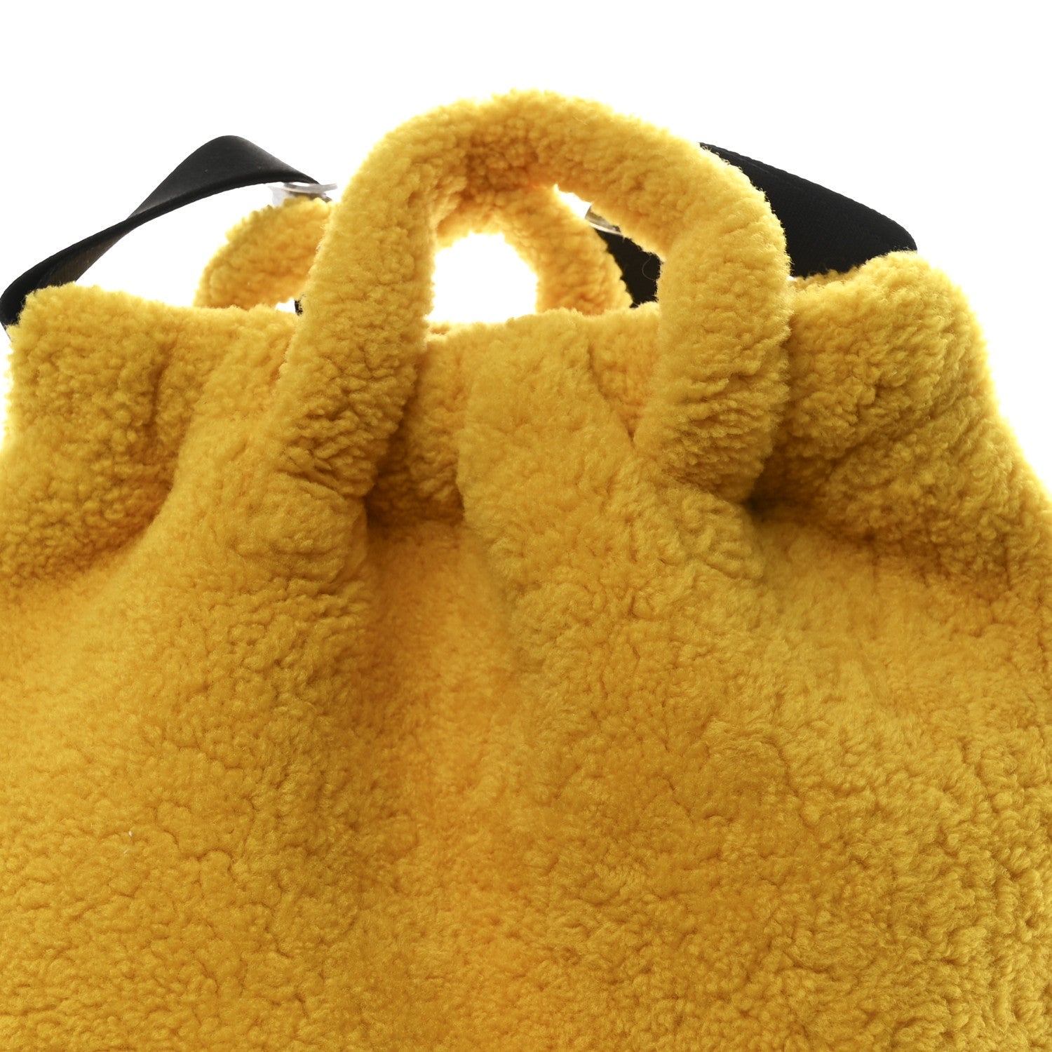Shearling Calfskin Vocabulary Drawstring Backpack Yellow