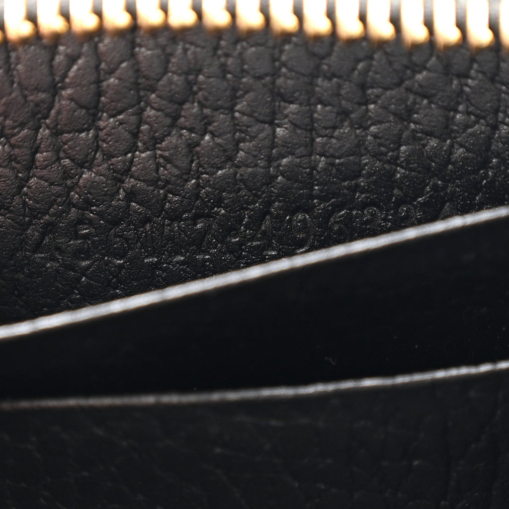 Dollar Calfskin GG Supreme Monogram GG Marmont Zip Around Wallet Black Beige Ebony