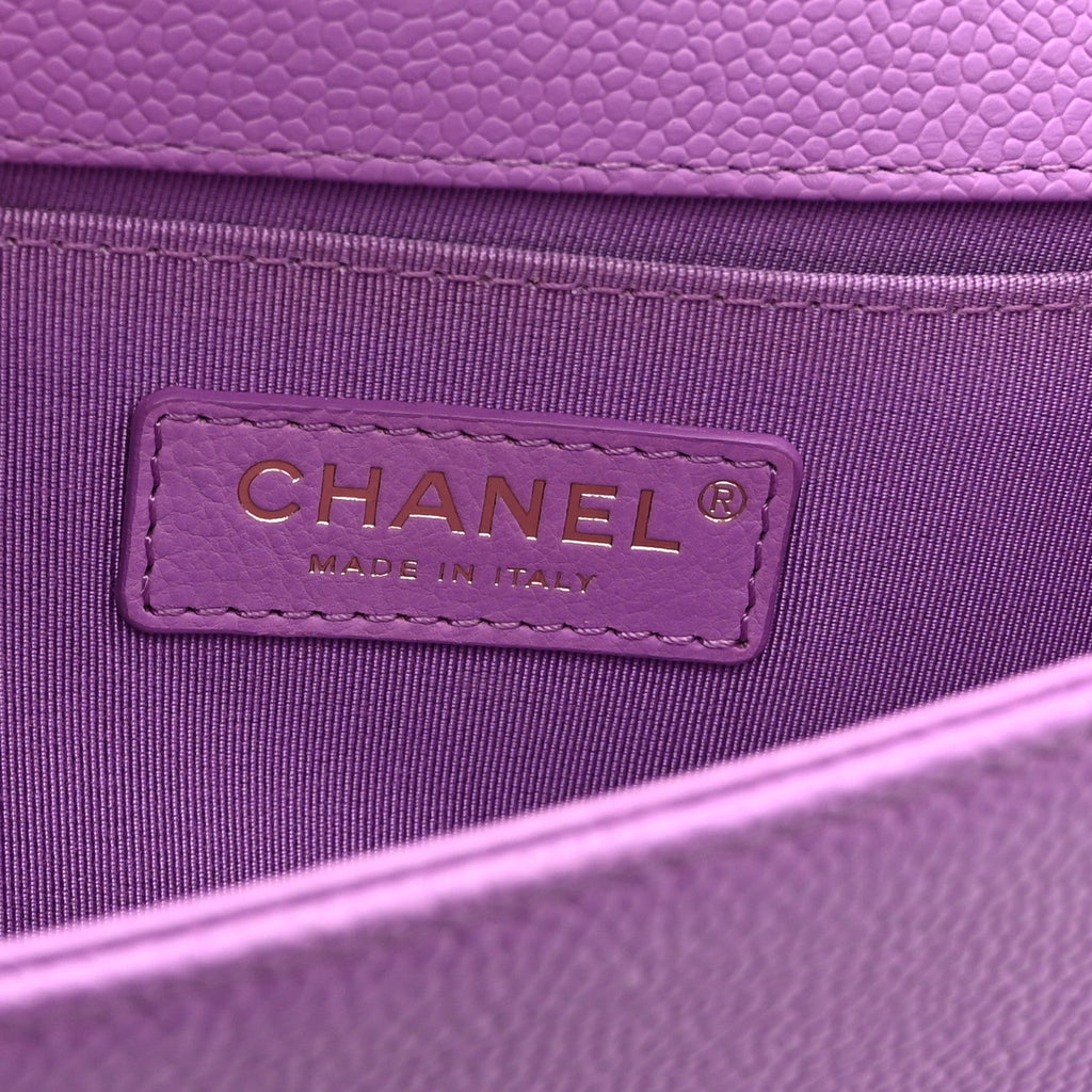 Caviar Quilted Small Boy Flap Purple