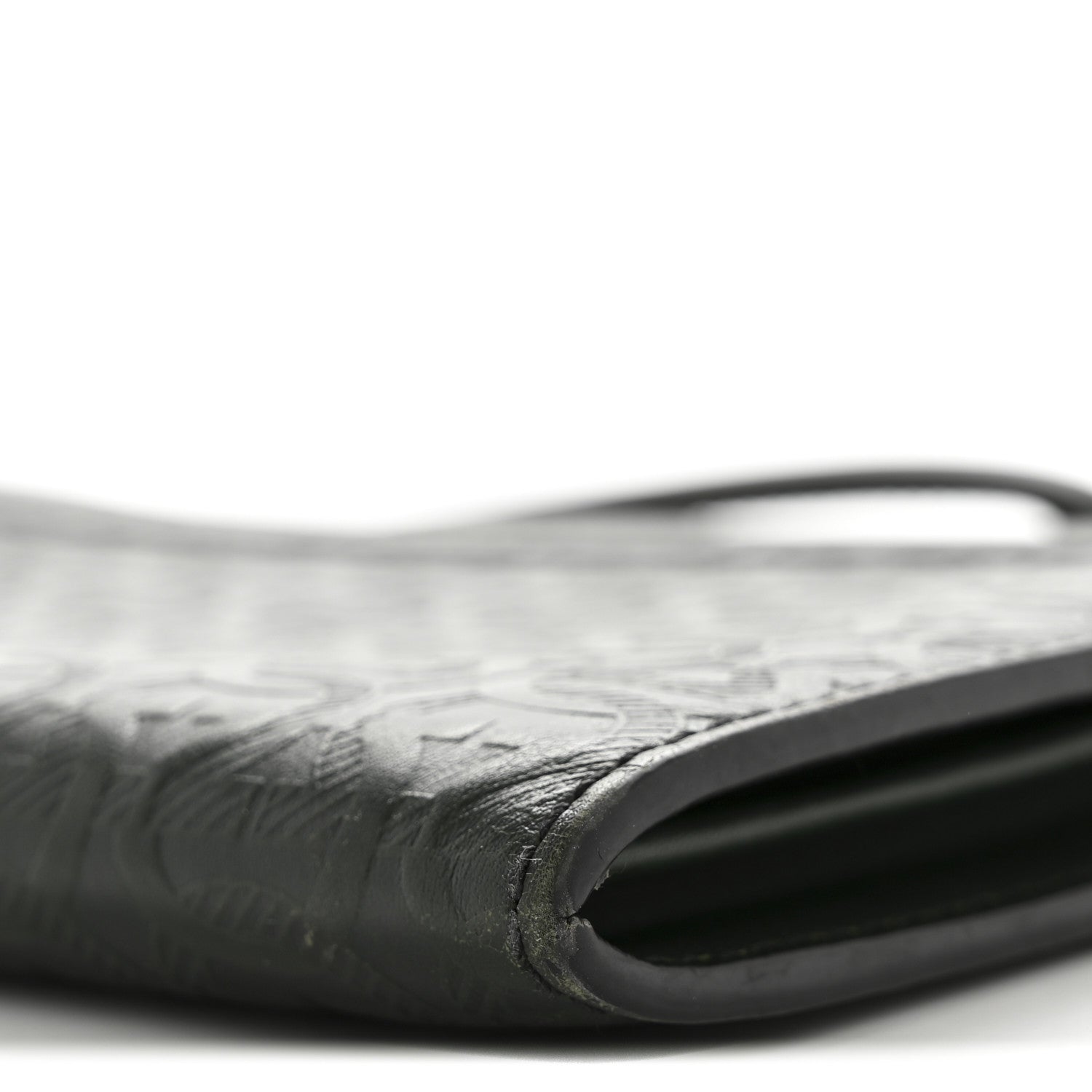 Calfskin Gancini Embossed Wristlet Clutch Dark Green