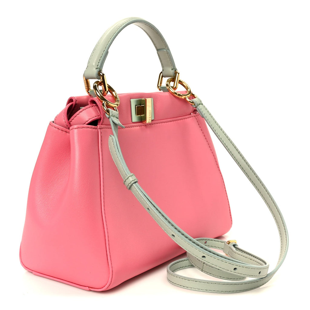 Nappa Colorblock Mini Peekaboo Iconic Satchel Rosa Fluo Oxigen Slate