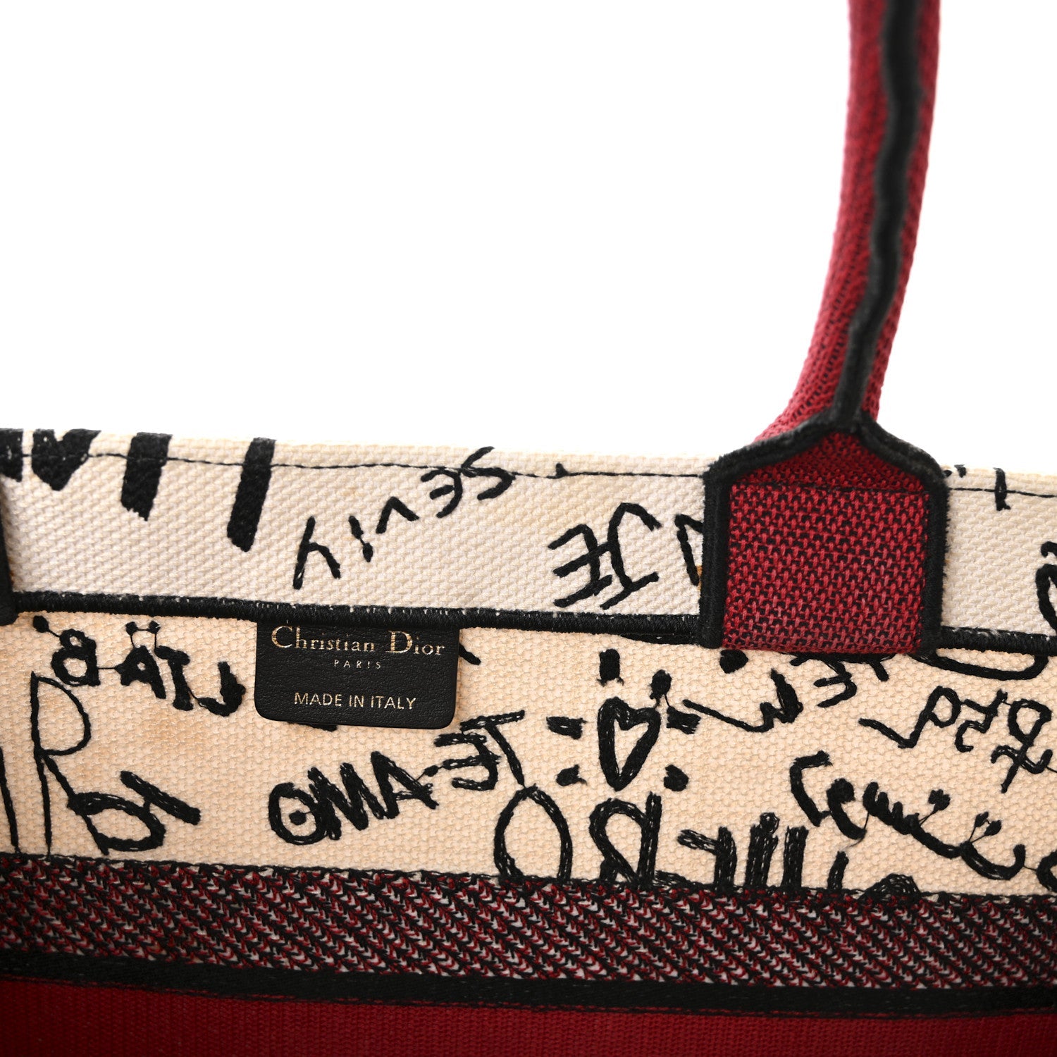 Canvas Embroidered Medium Dioramour Graffiti Book Tote Latte Multicolor
