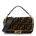 Shearling Vitello Dolce Macro FF 1974 Baguette Tobacco Black