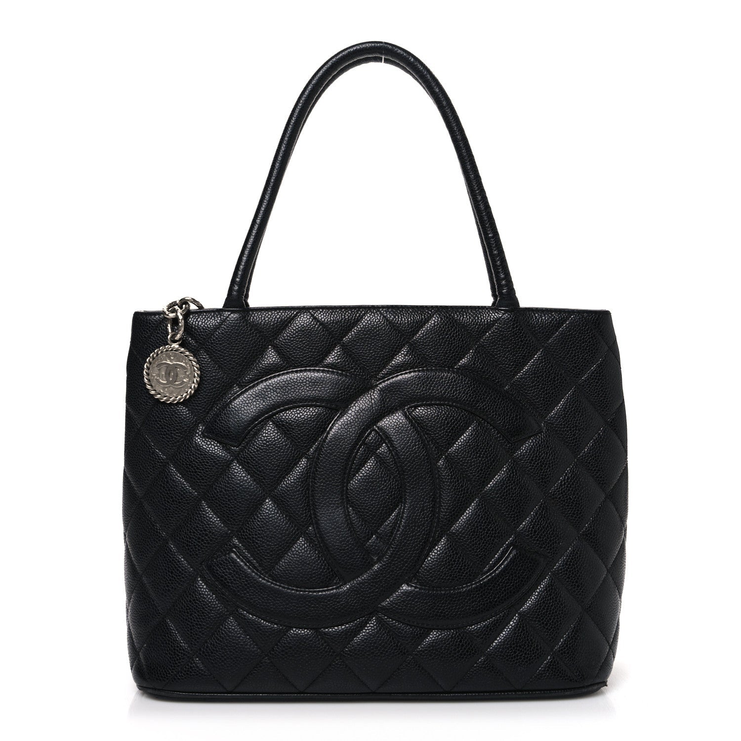 Caviar Quilted Medallion Tote Black