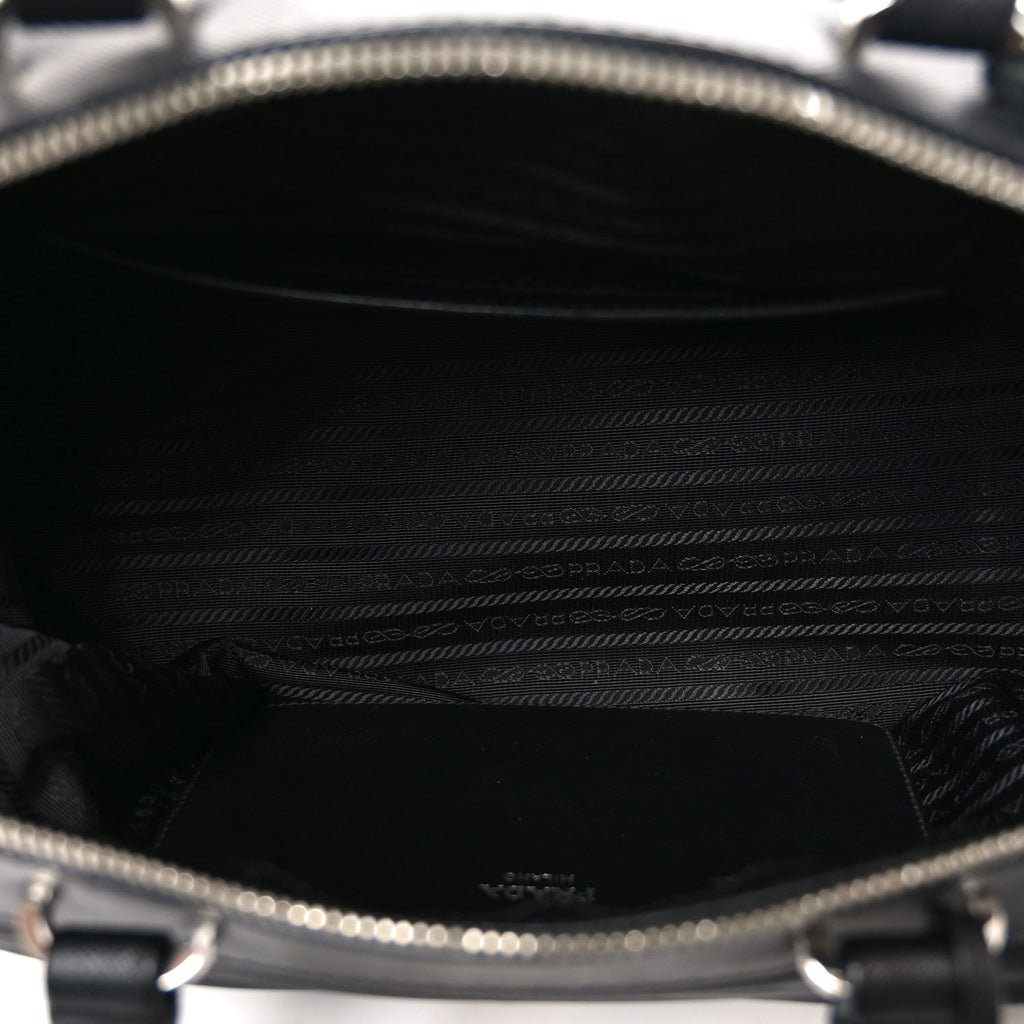 Nylon Saffiano Top Handle Bag Black