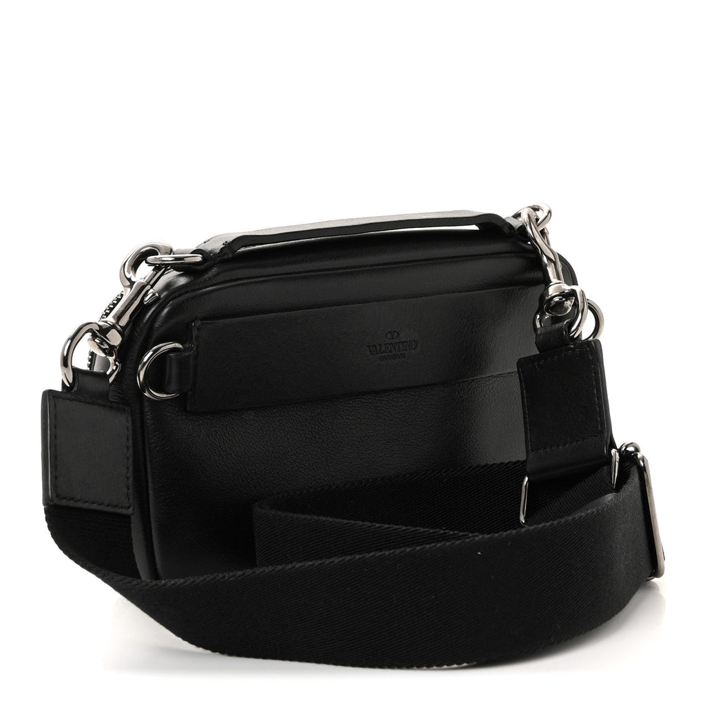 Calfskin Lacquered Vlogo Crossbody Bag Black