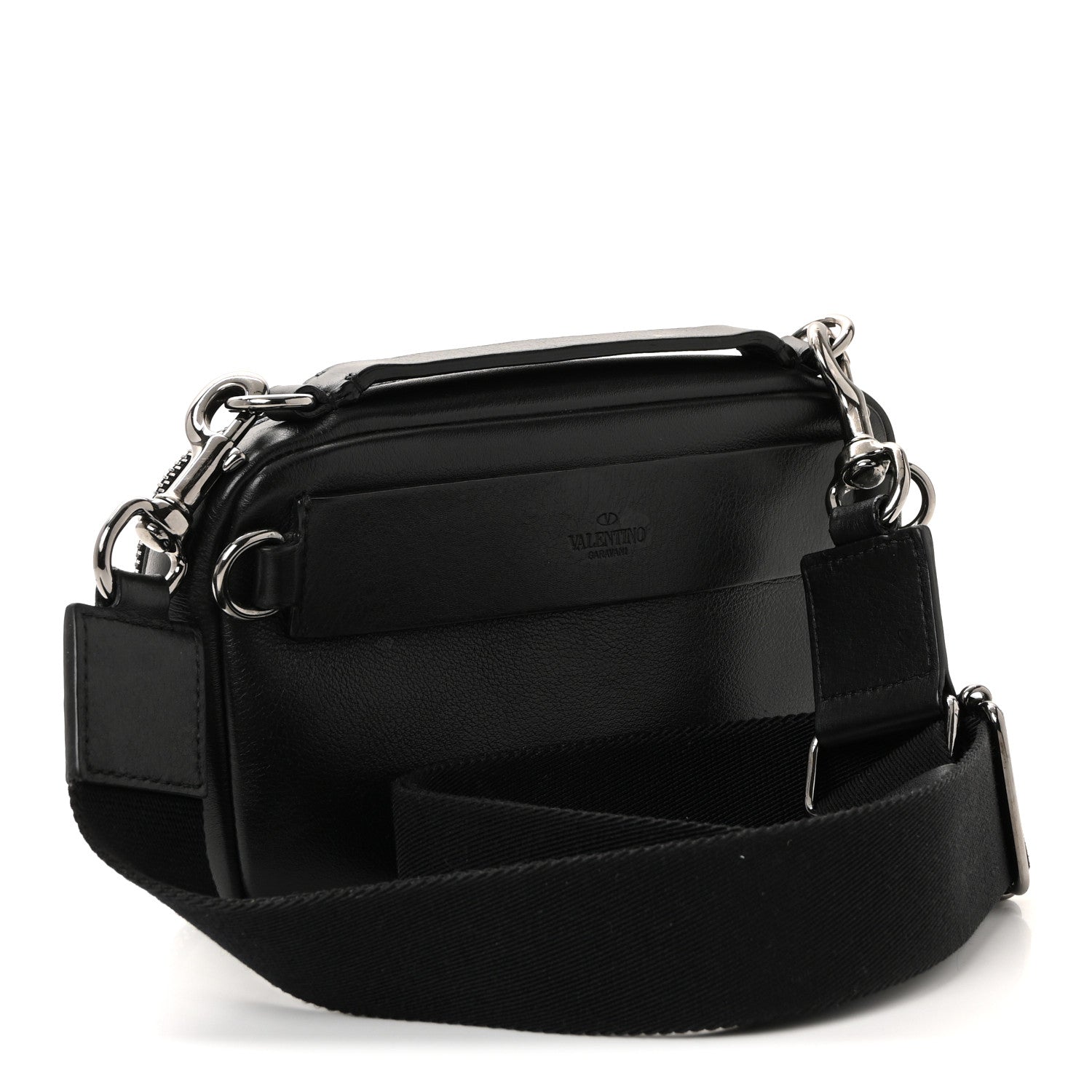 Calfskin Lacquered Vlogo Crossbody Bag Black