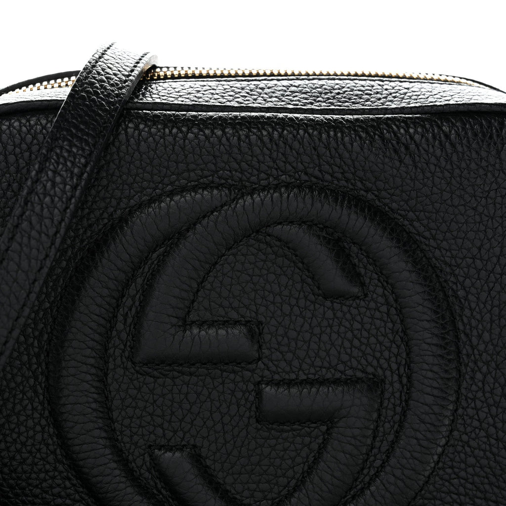 Pebbled Calfskin Small Soho Disco Bag Black