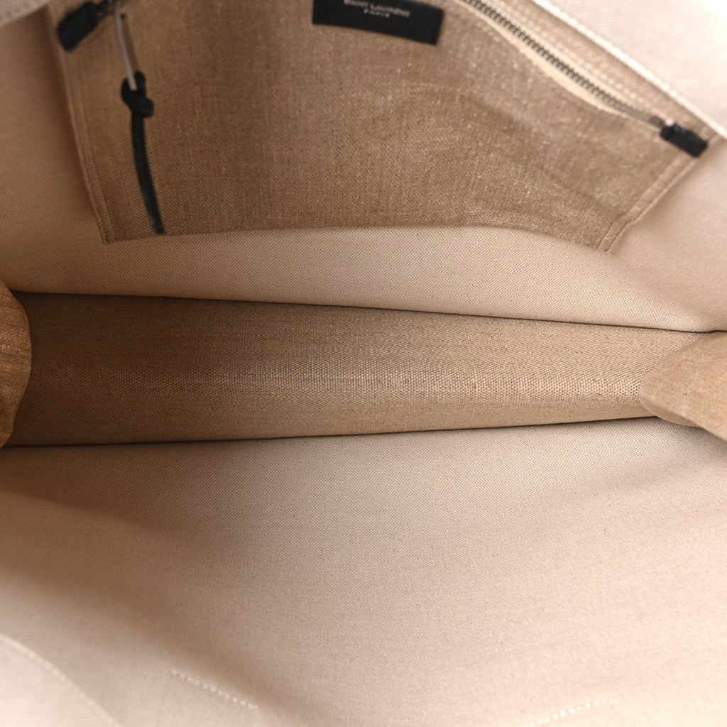 Linen Calfskin Small Rive Gauche Tote Greggio Natural