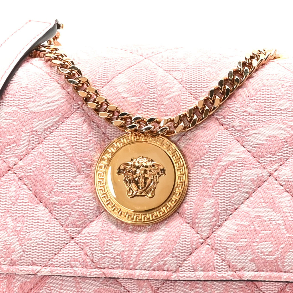 Baroque Jacquard Quilted Small Medusa Shoulder Bag Baby Pink
