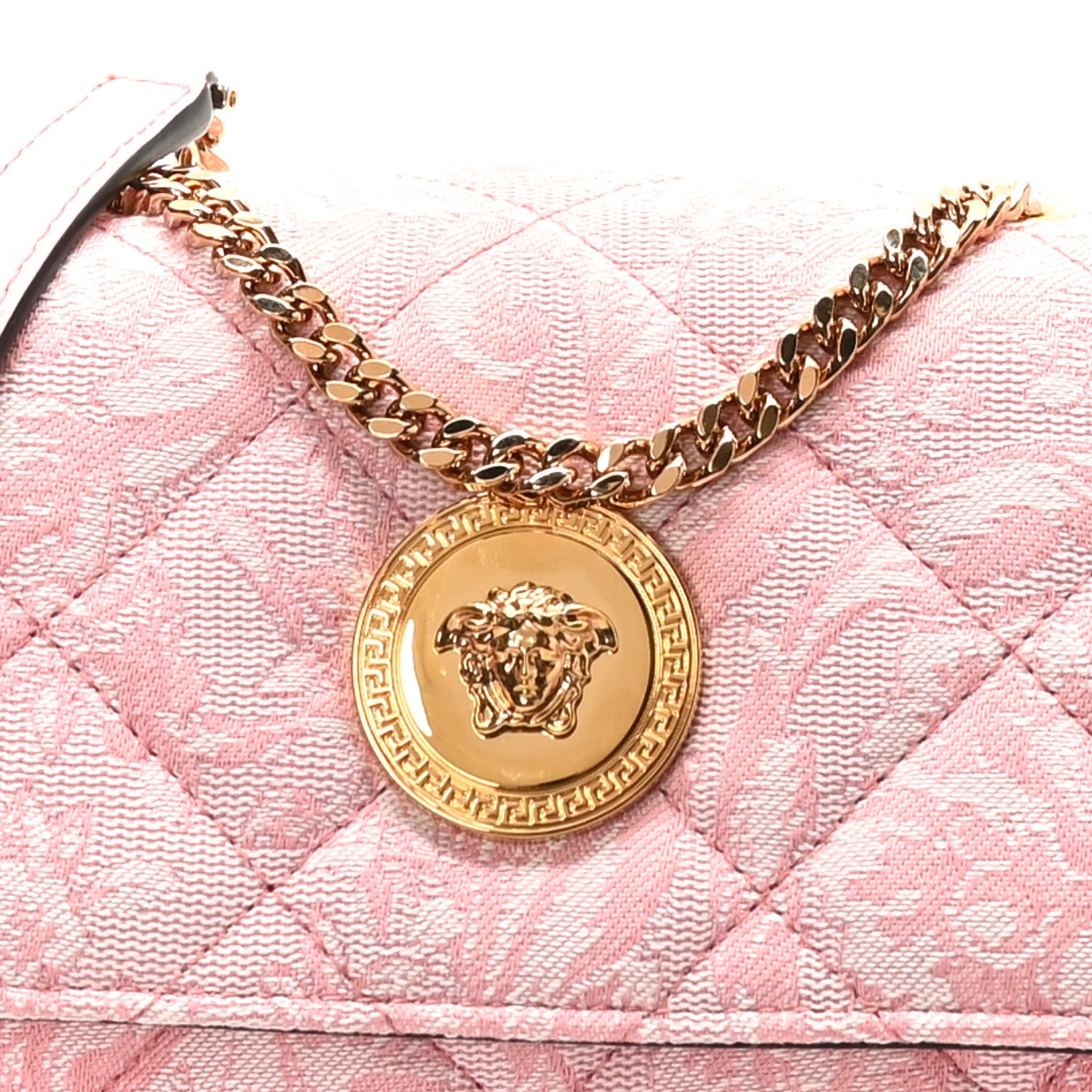 Baroque Jacquard Quilted Small Medusa Shoulder Bag Baby Pink