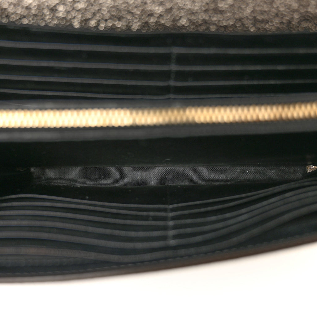Grained Metallic Calfskin Monogram Chain Wallet Bronze
