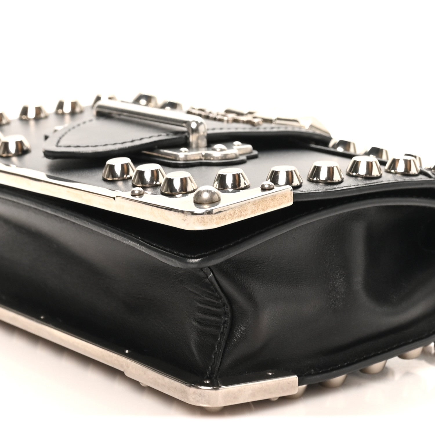 City Calf Saffiano Studded Cahier Bag Black