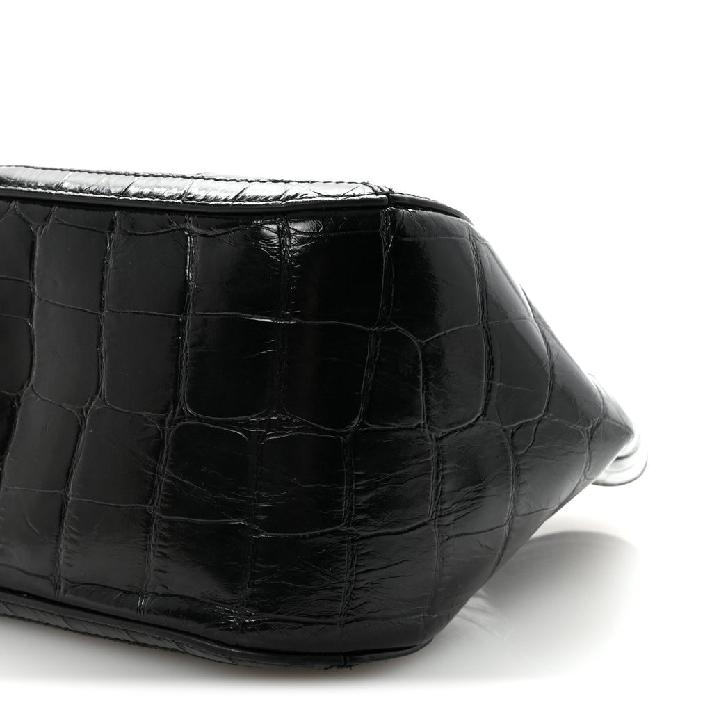Calfskin Crocodile Embossed Small Greca Goddess Shoulder Bag