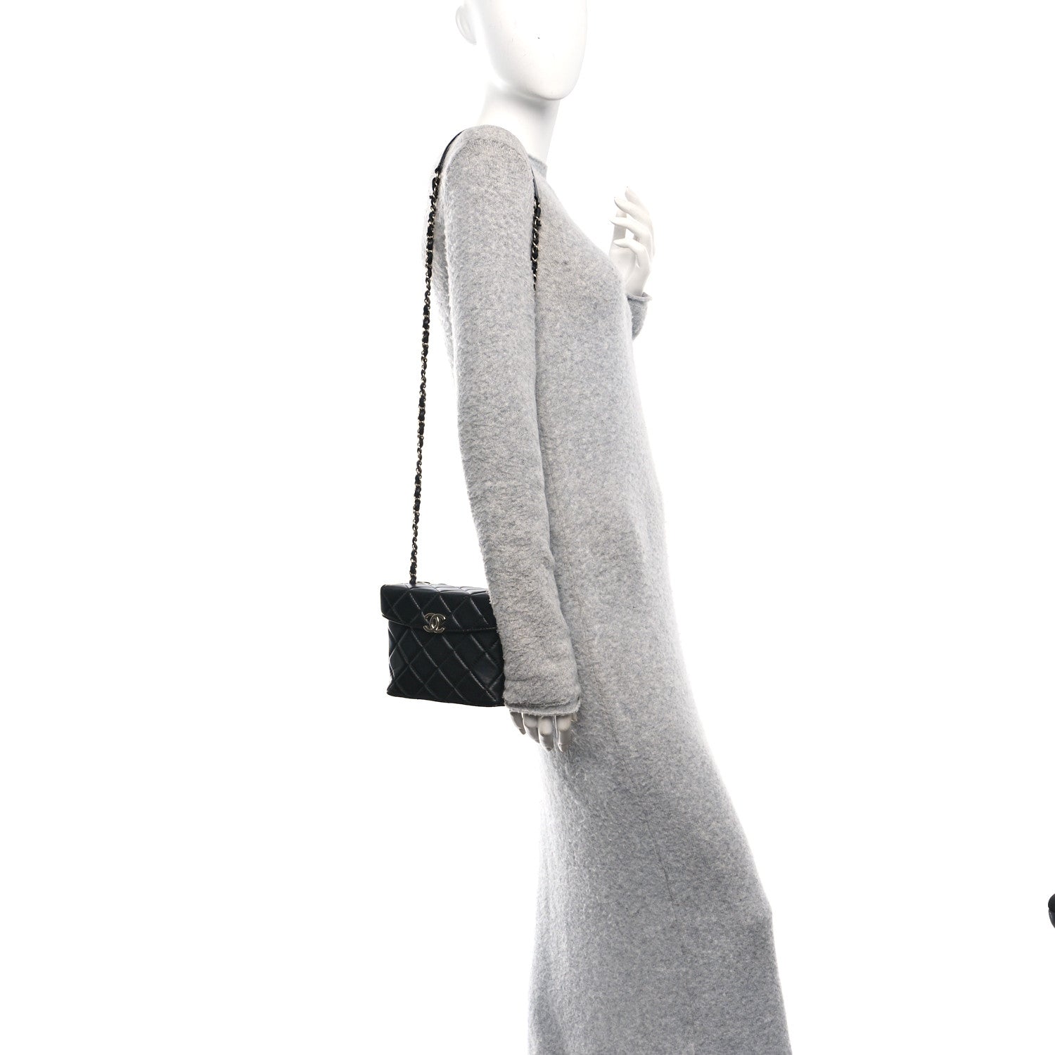 Lambskin Quilted Small Box Bag Black