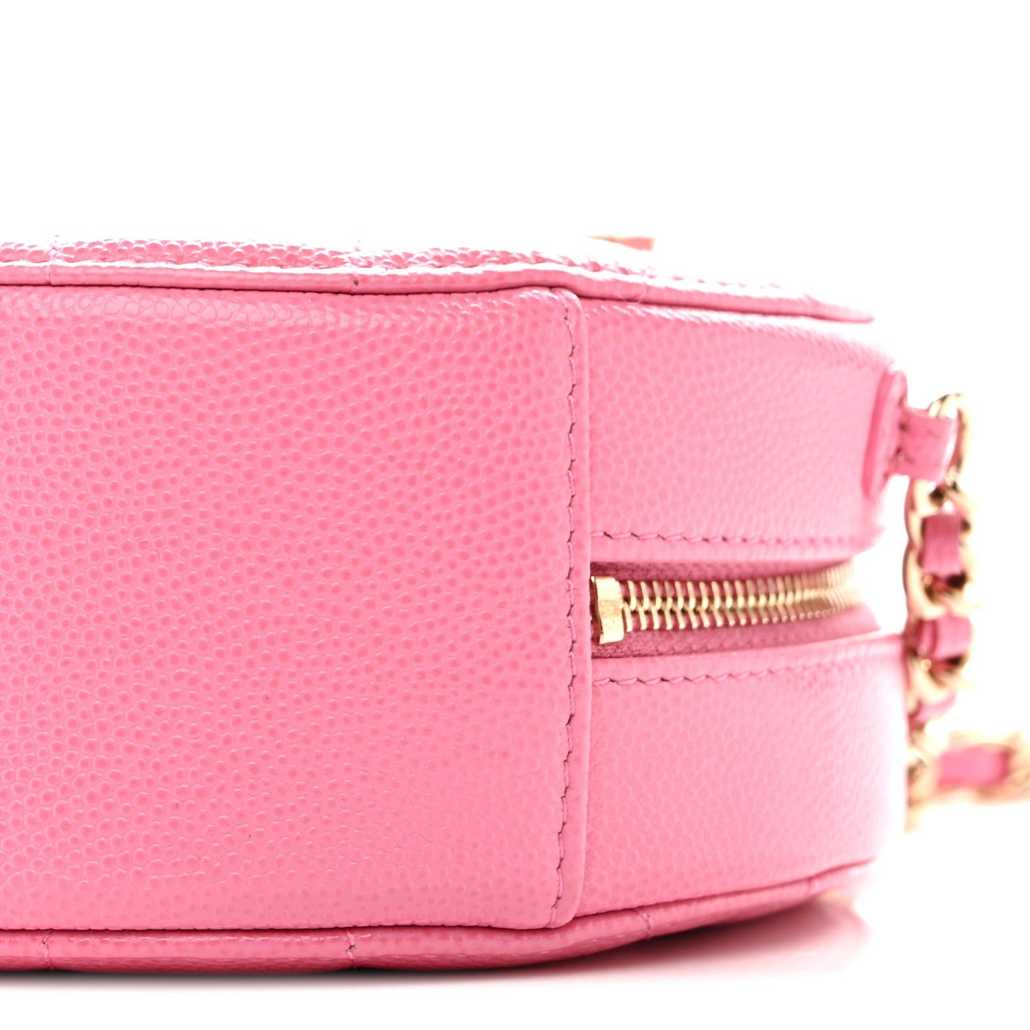 Caviar Quilted Gripoix CC Round Clutch With Chain Pink