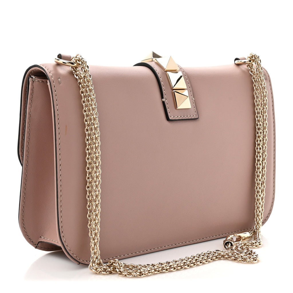 Vitello Medium Glam Lock Rockstud Flap Poudre