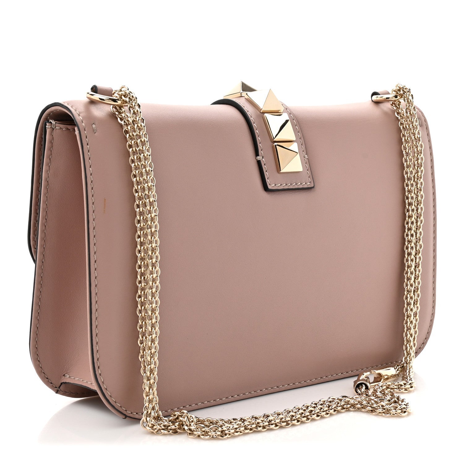 Vitello Medium Glam Lock Rockstud Flap Poudre