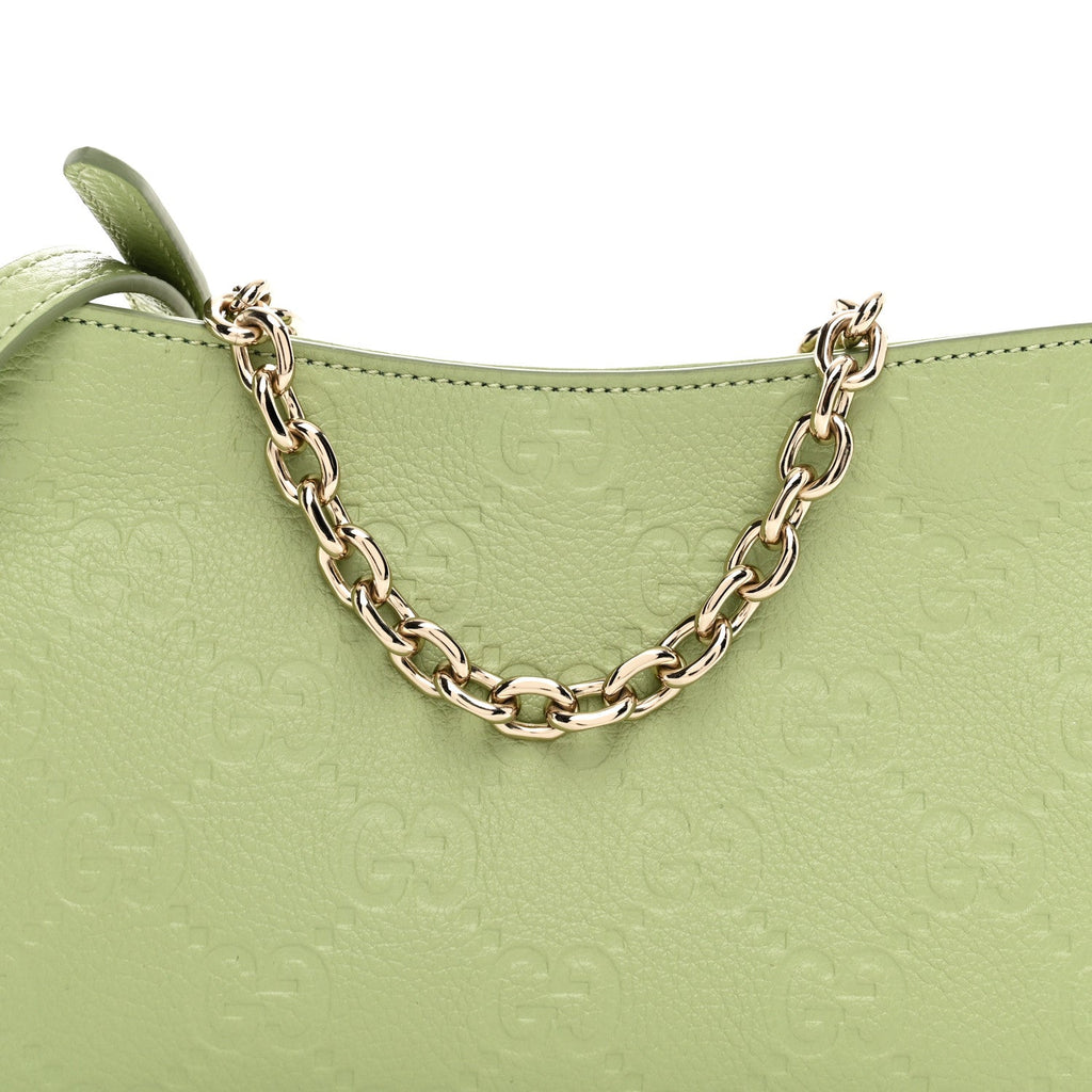 GG Grainy Calfskin Emblem Super Mini Shoulder Bag Sage Leaf
