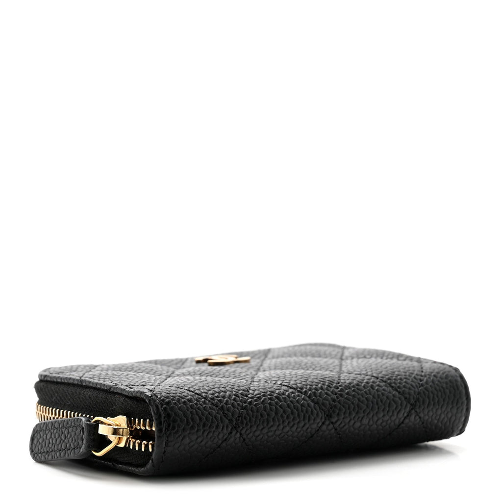 Caviar Quilted Zip Coin Purse Black