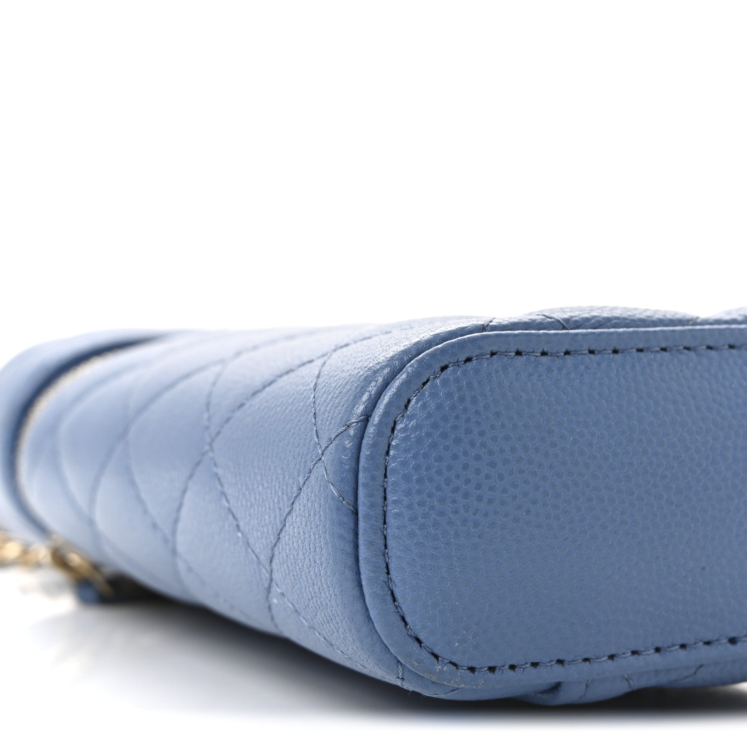 Caviar Quilted Phone Holder With Chain Blue