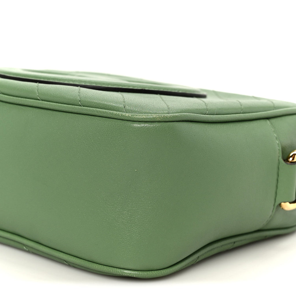 Sakai Be Green Calfskin Diagonal Stitched Small Blondie Shoulder Bag Light Green