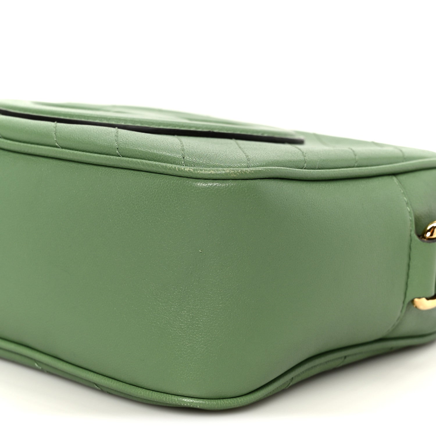 Sakai Be Green Calfskin Diagonal Stitched Small Blondie Shoulder Bag Light Green