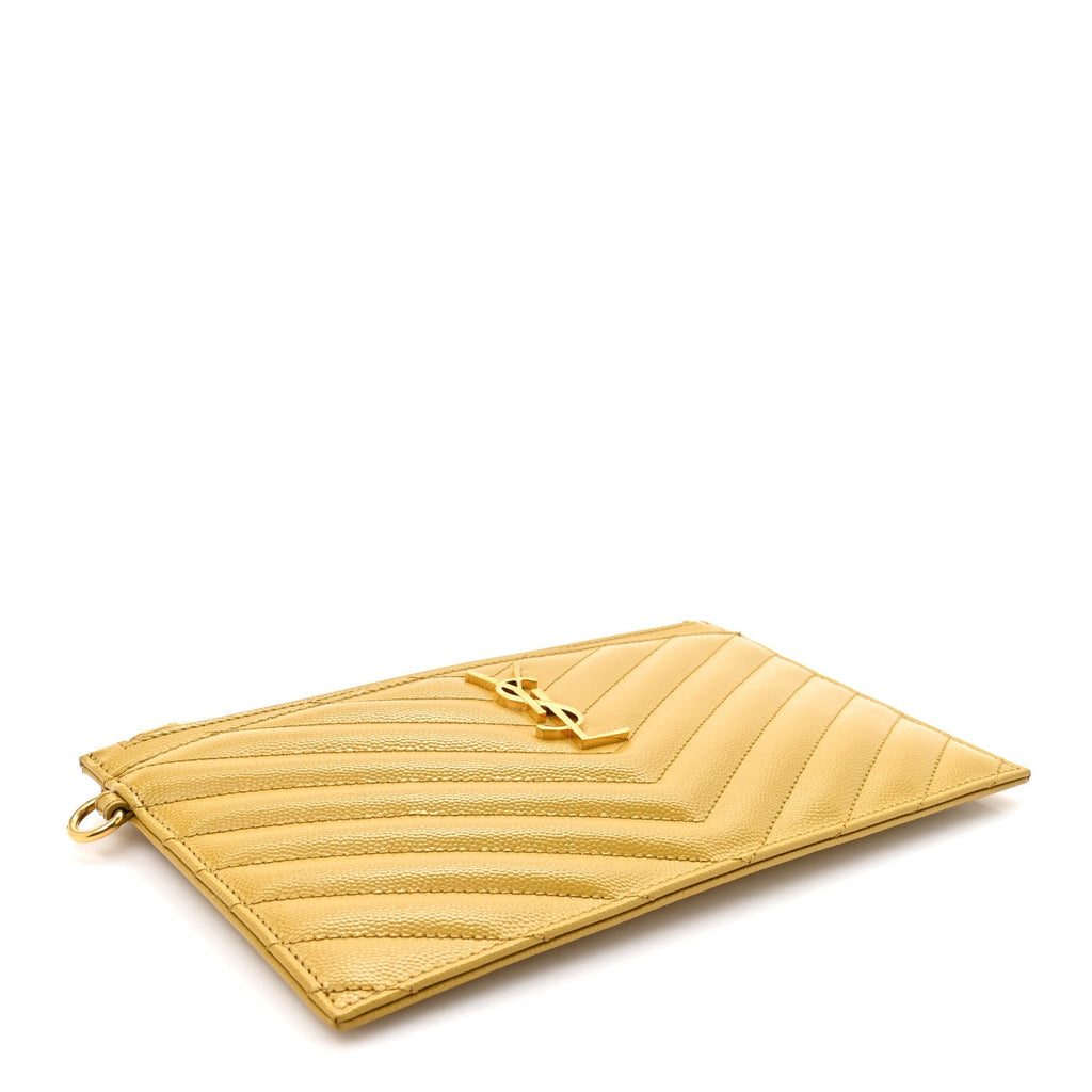 Grain De Poudre Chevron Monogram Large Bill Pouch Light Chartreuse
