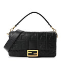 Nappa FF 1974 Embossed Large Baguette Black